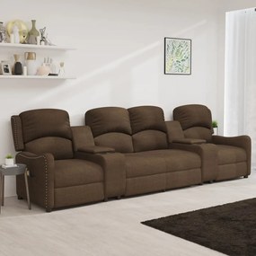 vidaXL Poltrona massagem 4 lug. recl. c/ suportes copo tecido castanho
