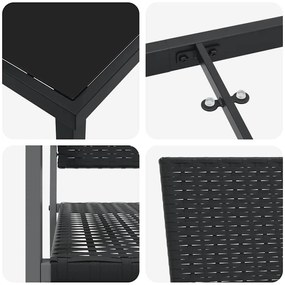 Conjunto de Jantar de Jardim 5 Peças Preto em Rattan Sintético