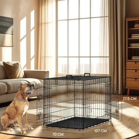 Gaiola dobrável para cães com 2 portas 107 x 70 x 77,5 preto