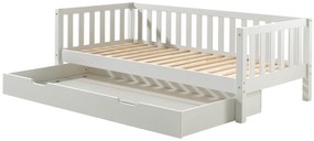 Cama infantil FRITZ (90x200) + Gaveta inferior + Estrado Branca