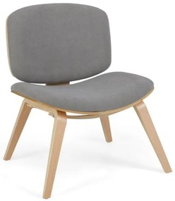 Cadeira de destaque moderna com encosto curvo e assento acolchoado - nogueira