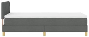Cama Box Spring com Colchão e LED Cinza Escuro 100x200 cm Tecido