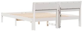 Estrutura da Cama com luzes de tira LED com cabeceira Branco 140 x 200