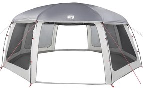 Tenda para piscina c/ mosca amovível e paredes de rede cinzento