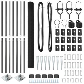 Conjunto de Poste de Cerca de Metal Conjunto de 2 Cinzento