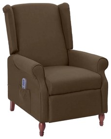 vidaXL Poltrona de massagens reclinável tecido castanho