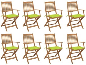 vidaXL Cadeiras de exterior dobráveis c/ almofadões 8pcs acácia maciça