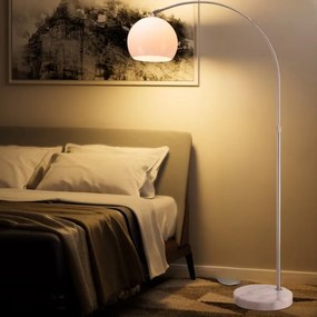 Candeeiro em arco de design 190-200 cm ajustável prateado/branco opalino