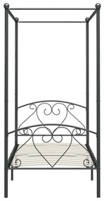 Estrutura de cama com dossel 100x200 cm metal cinzento