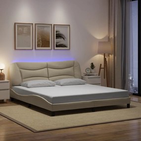 vidaXL Estrutura de cama com LED sem colchão 180x200 cm tecido creme