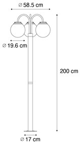 Lanterna preta com vidro transparente 200 cm 3 luzes IP44 - Sfera Moderno