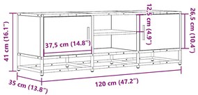 Móvel p/ TV 120x35x41cm derivados madeira/metal carvalho fumado