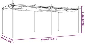 Pérgola com toldo retrátil 589x292x230 cm cor creme