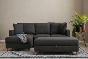 Sofá de Canto Eva – Antracite – 210 cm x 82 cm x 195 cm