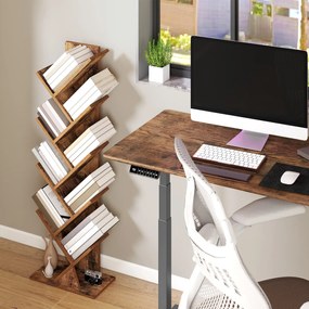 Estante de pé em forma de árvore, estante para livros, 20 x 38 x 115 castanho