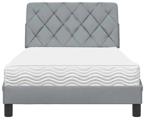 Cama com colchão 100x200 cm tecido cinzento-claro