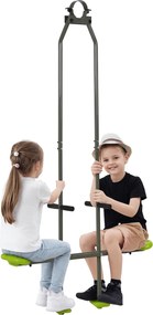 Balanço duplo para crianças, em aço e plástico, para parque infantil - 3 a 6 anos, 97,5 x 23 x 170 cm, verde