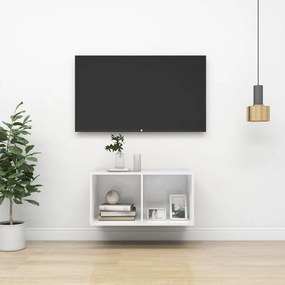 vidaXL Armário de parede para TV derivados de madeira branco brilhante