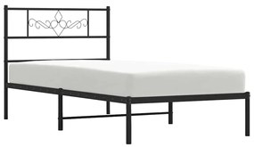 Estrutura de cama com cabeceira 100x200 cm metal preto