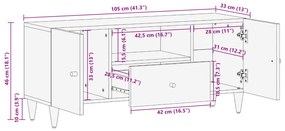 Móvel de TV 105x33x46 cm madeira de mangueira maciça