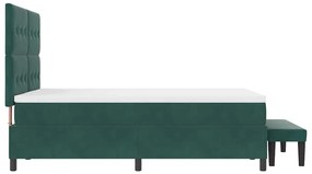 Cama Box Spring com Colchão e Banco Verde Escuro 140x200 cm Veludo