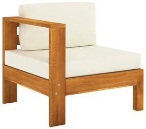 7 pcs conj. lounge de jardim c/ almofadões branco nata acácia