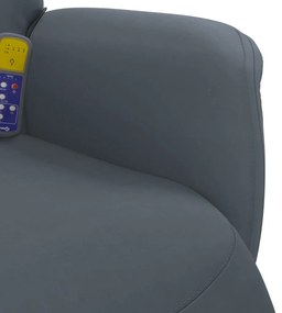 Cadeirão massagens reclinável c/ apoio pés veludo cinza-escuro