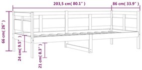 Sofá-cama 80x200 cm madeira de pinho maciça branco