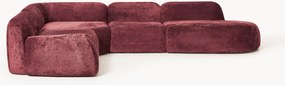 Sofá de canto modular XL em teddy-bouclé com chaise longue Wolke (4 lugares)