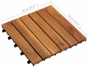 10 pcs ladrilhos em acácia 30x30 cm padrão vertical
