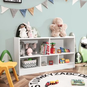 Estante de livros para crianças e Organizador de brinquedos 5-Bin Toy Dolls Estante de livros em madeira com 5 compartimentos Branco