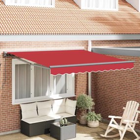vidaXL Toldo Retrátil Manual Vermelho 300 x 250 cm Poliéster e Metal