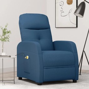 vidaXL Poltrona de massagens elétrica tecido azul