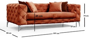 Sofá de 2 Lugares Como – Laranja – 197x73x90 cm