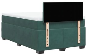 Cama boxspring com colchão 120x190 cm veludo verde-escuro