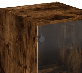 Aparador alto c/ portas de vidro 35x37x142 cm carvalho fumado