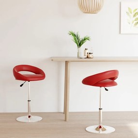 Cadeiras jantar giratórias 2pcs couro artificial vermelho tinto