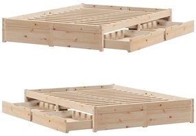 Cama sem colchão 140x190 cm madeira de pinho maciça