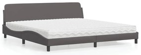 vidaXL Cama com colchão 200x200 cm couro artificial cinzento