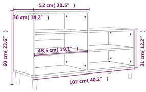 Sapateira 102x36x60 cm derivados de madeira branco brilhante