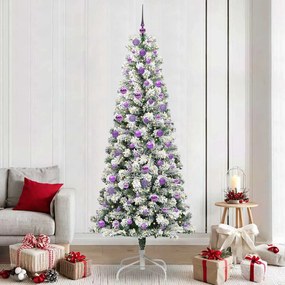 vidaXL Árvore de Natal Articulada Artificial Verde e Branco 240 cm