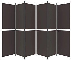 Divisória/biombo com 6 painéis 300x200 cm tecido castanho