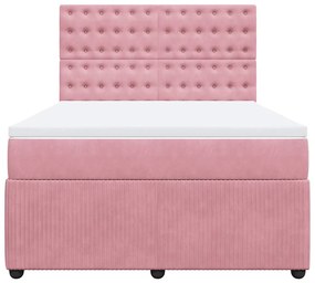 Cama com molas/colchão 140x200 cm veludo rosa