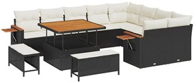 Conjunto de Sofá para Jardim de 12 Peças com Almofadas - Rattan Polipr