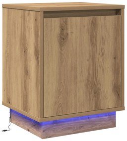 Camas de cabeceira com luzes LED 2 pcs Carvalho Artisan 39x34,5x50 cm