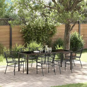 vidaXL Conjunto de Jantar de Jardim de 7 Peças em Rattan Preto