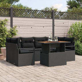 Conjunto de Sofá de Jardim vidaXL 7 Peças com Almofadas Rattan PE Pret