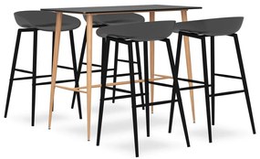 vidaXL 5 pcs conjunto de bar preto e cinzento
