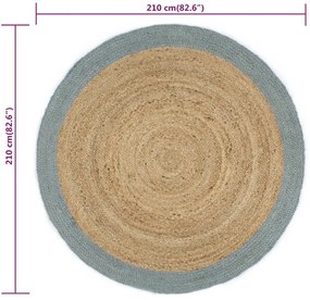 Tapete artesanal em juta com rebordo verde azeitona 210 cm