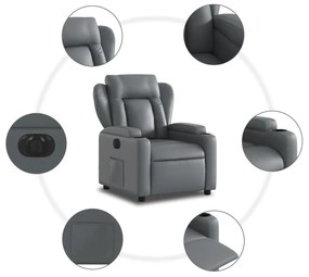 Poltrona reclinável elétrica couro artificial cinzento